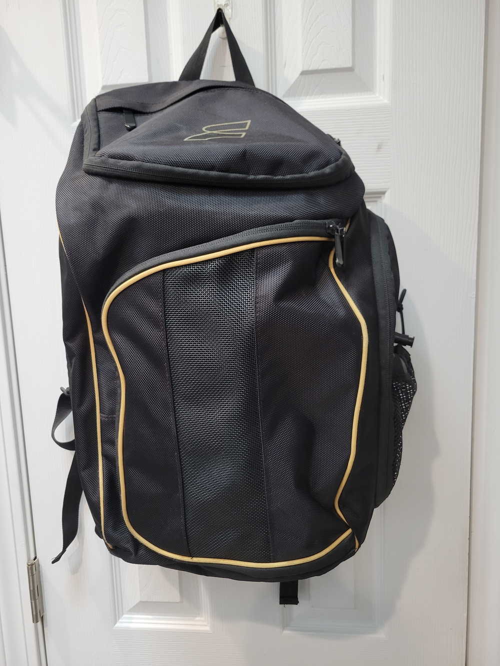 Men’s Soccer bag-Black Backpack with Gold Trim